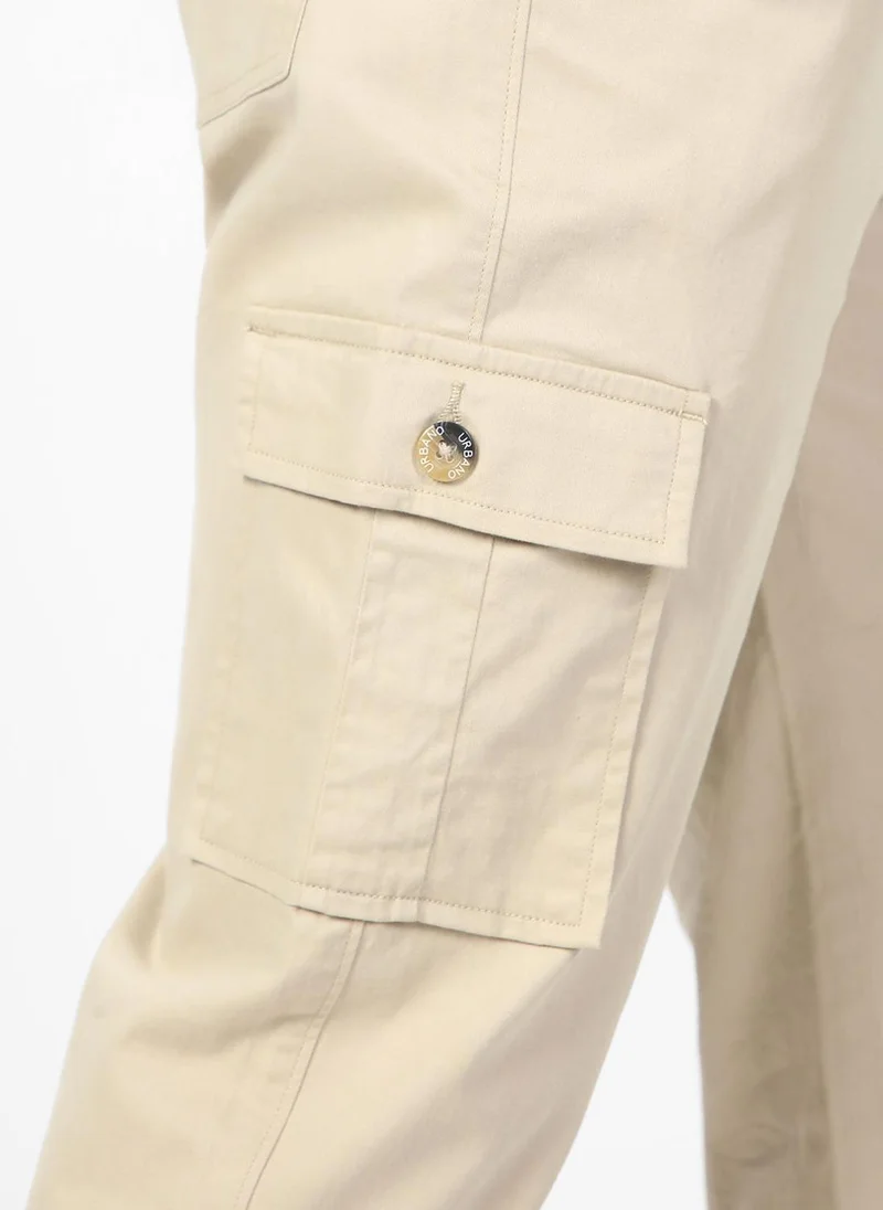 Urbano Fashion  Urbano Fashion Men's Sand Regular Fit Solid Cargo Chino Pant with 6 Pockets Stretchable for Men | Best Price UAE